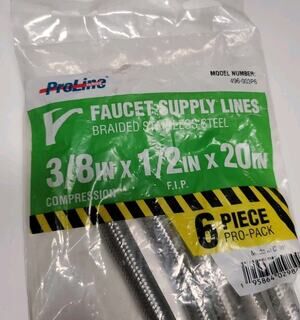 ProLine 3/8 Compression x 1/2 FIP x 20 in Stainless Steel Faucet Supply Line NEW